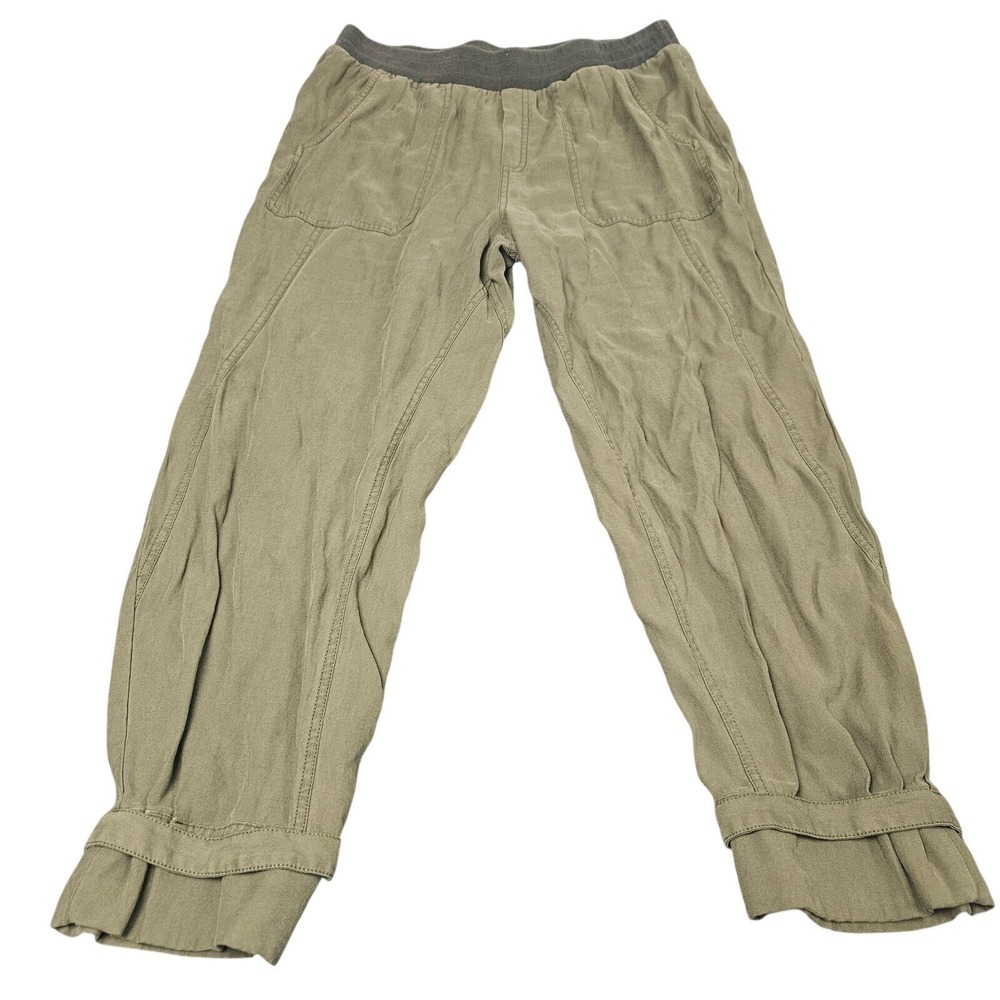 Soft Surroundings Pants Womens L Green Button Cuff Boho Chic Coastal Grandma